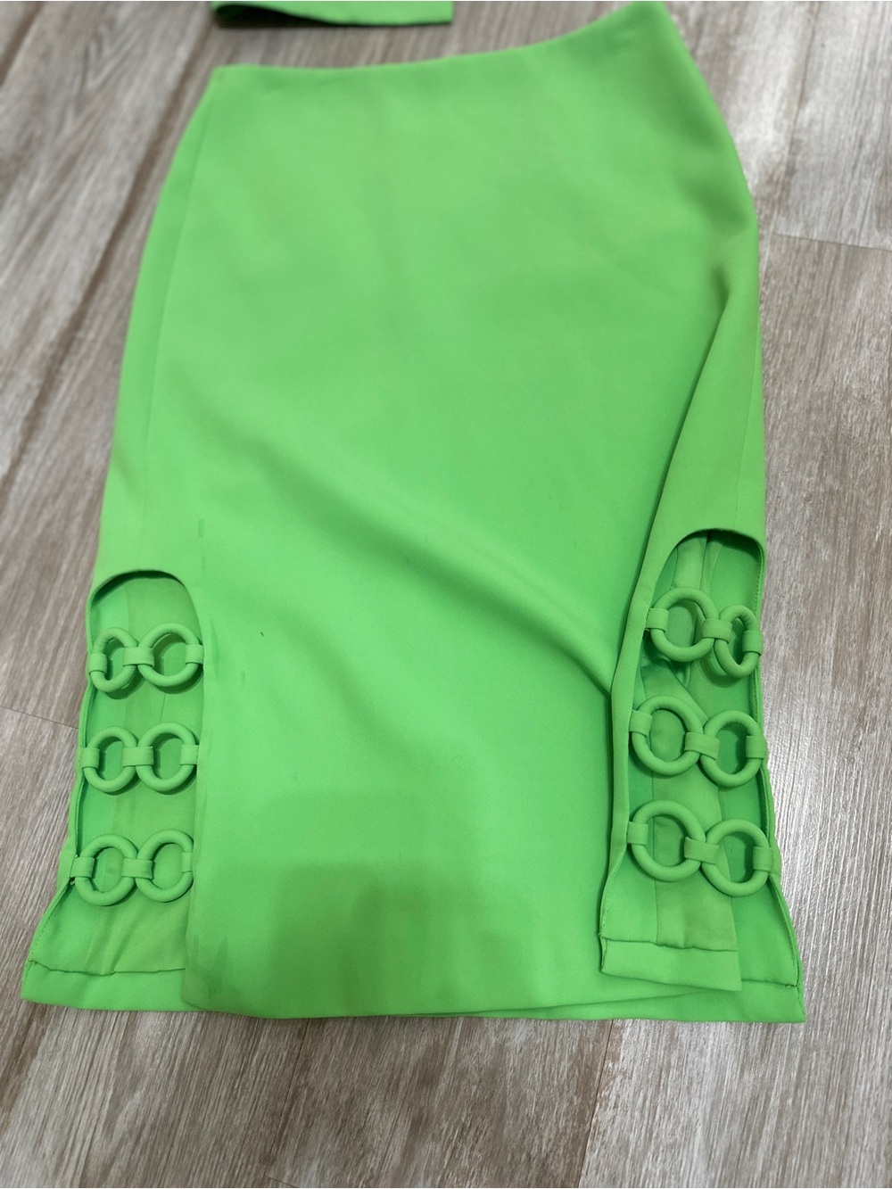 Women's Alexis 2 Pc Lime Green Skirt and Crop Top Set - Picture 8 of 11